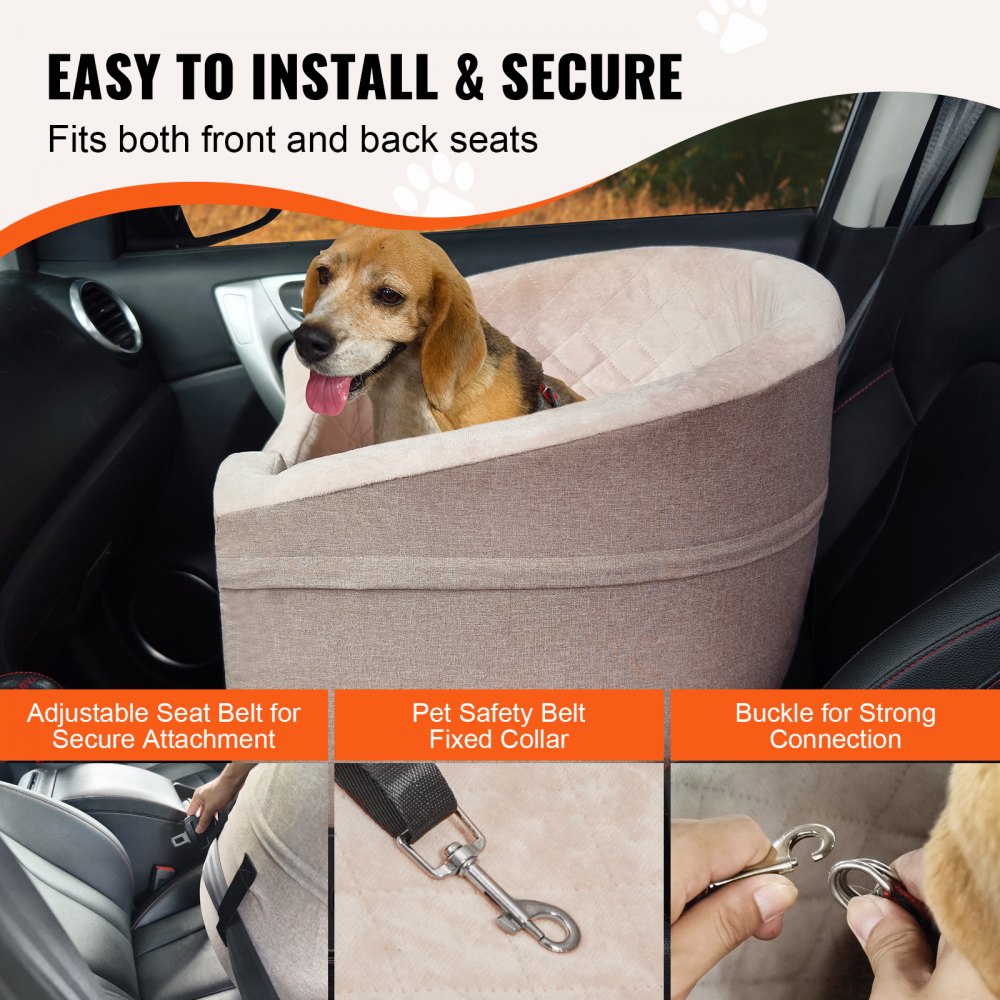 JBS-PCS-006-DARK BROWN - VEVOR Dog Booster Seat for Small Dogs, Easy Install