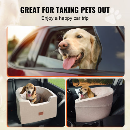 JBS-PCS-006-DARK BROWN - VEVOR Dog Booster Seat for Small Dogs, Easy Install