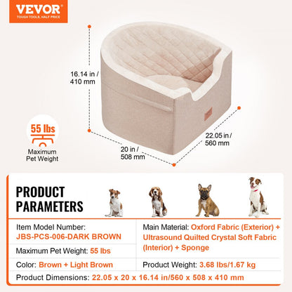 JBS-PCS-006-DARK BROWN - VEVOR Dog Booster Seat for Small Dogs, Easy Install