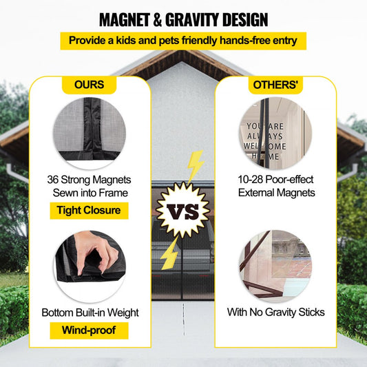 VV-GSD-167 - 18x7 ft Garage Door Screen with Magnetic Closure