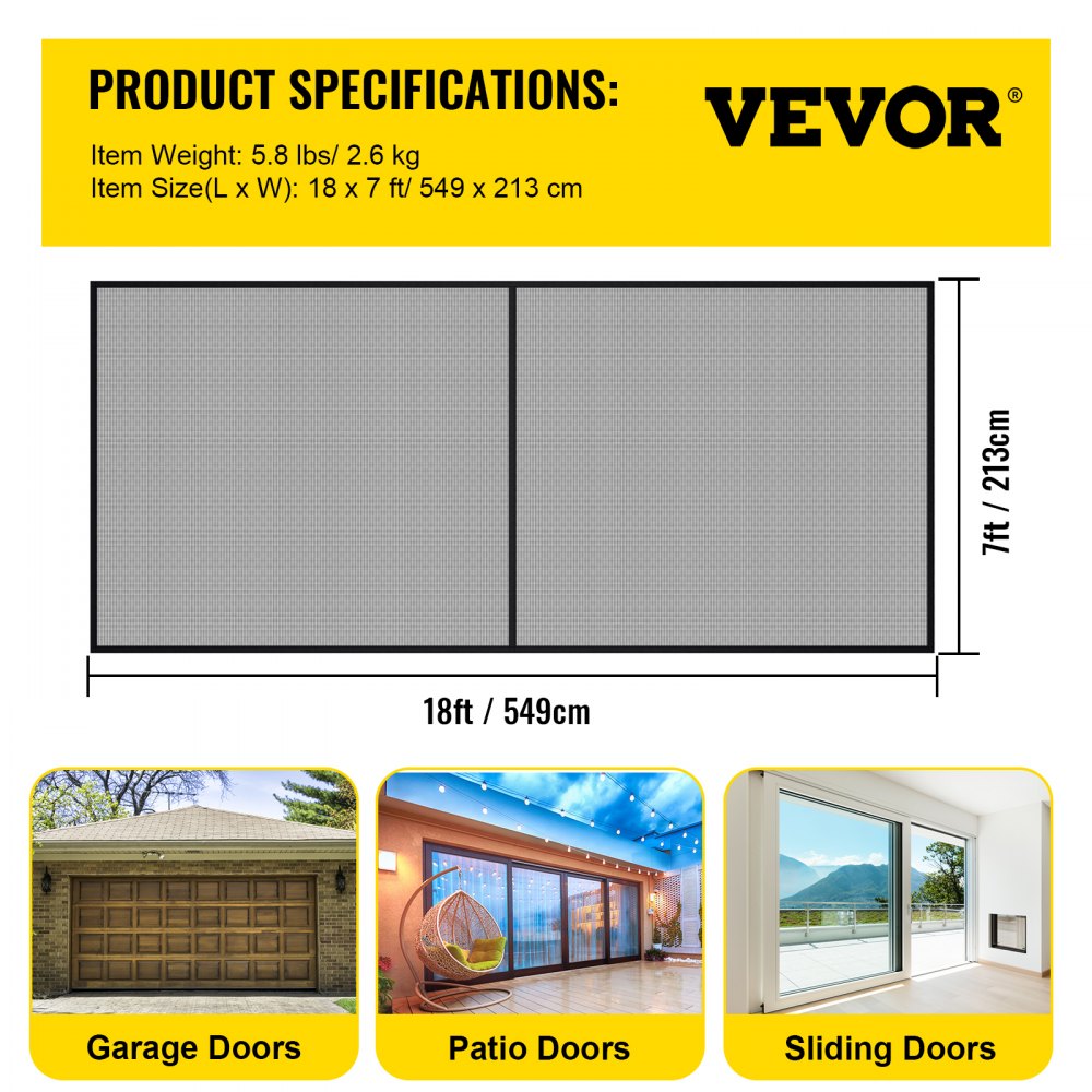 VV-GSD-167 - 18x7 ft Garage Door Screen with Magnetic Closure