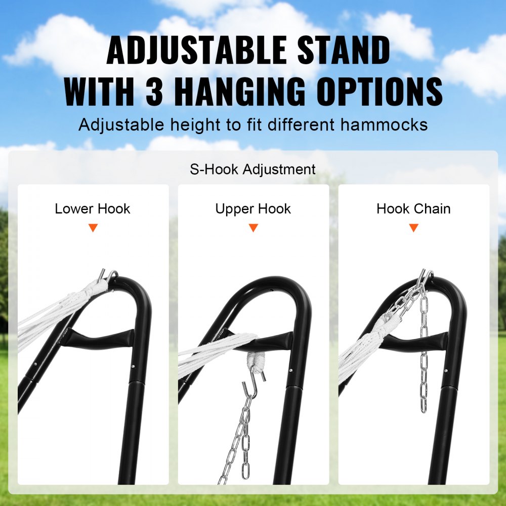 HR-AHS-01 - Heavy-Duty Steel Hammock Stand for 7.5-12.8 ft Hammocks