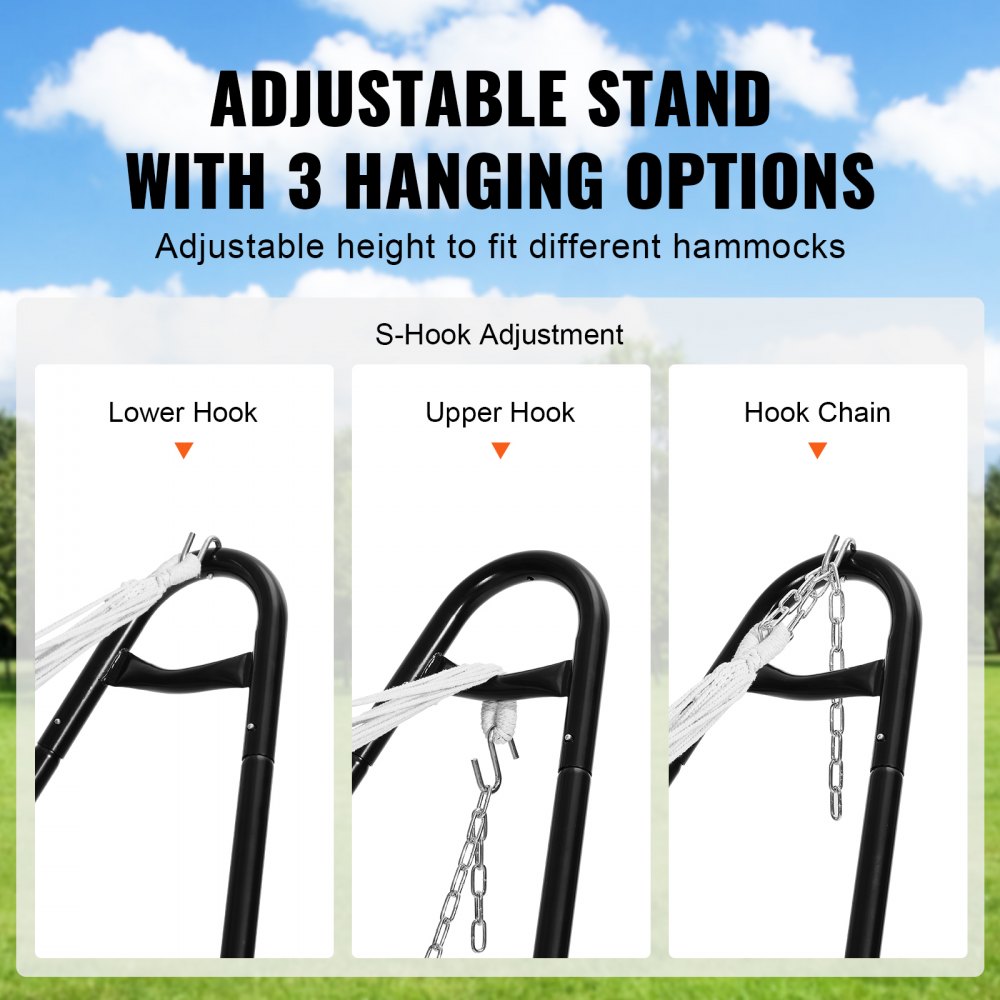 HR-AHS-02 - Heavy-Duty Hammock Stand for 7.5-13.5ft Hammocks, 550lbs Capacity