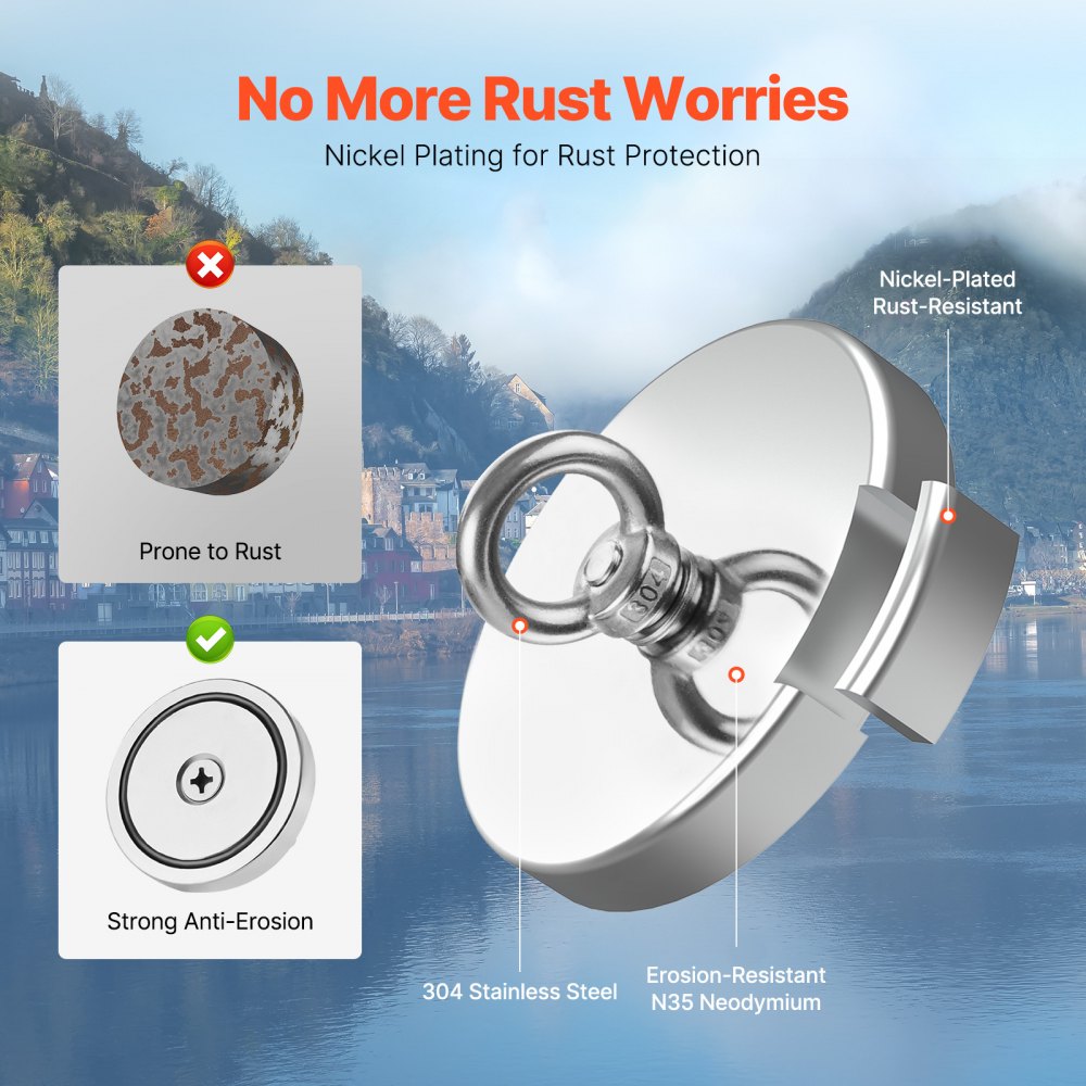 MG L-90A-1000 LBS - 1000 LBS Neodymium Fishing Magnet for Underwater Retrieval