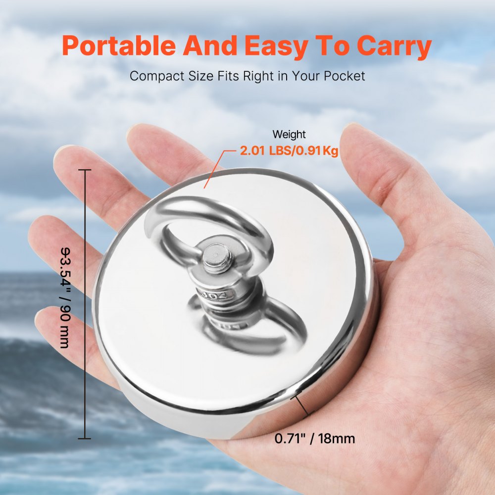 MG L-90A-1000 LBS - 1000 LBS Neodymium Fishing Magnet for Underwater Retrieval