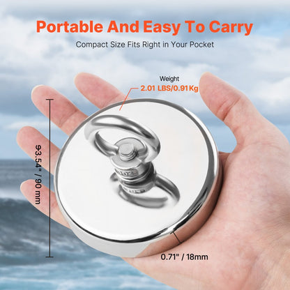 MG L-90A-1000 LBS - 1000 LBS Neodymium Fishing Magnet for Underwater Retrieval