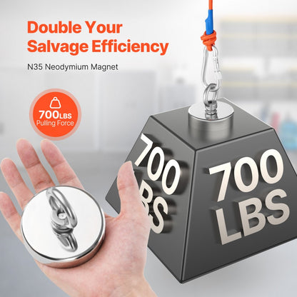 MG L-75A-700 LBS - 700 LBS Neodymium Fishing Magnet for Underwater Retrieval