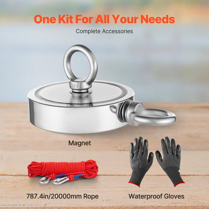 MG L-116D-2000 LBS - 2000 LBS Neodymium Fishing Magnet with Accessories