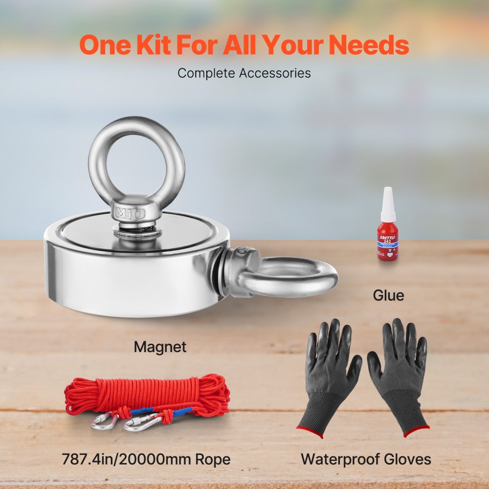 MG L75-2B - 1000 LB Neodymium Fishing Magnet Kit with Accessories