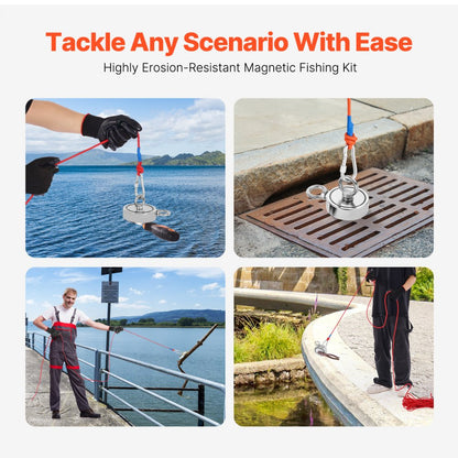 MG L75-2B - 1000 LB Neodymium Fishing Magnet Kit with Accessories