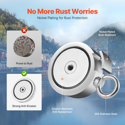 MG L-94DR-1700 LBS - Powerful 1700 LBS Neodymium Fishing Magnet Kit