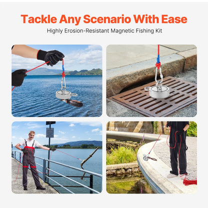 MG L-94DR-1700 LBS - Powerful 1700 LBS Neodymium Fishing Magnet Kit