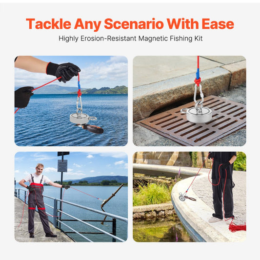 MG L-94DR-1700 LBS - Powerful 1700 LBS Neodymium Fishing Magnet Kit
