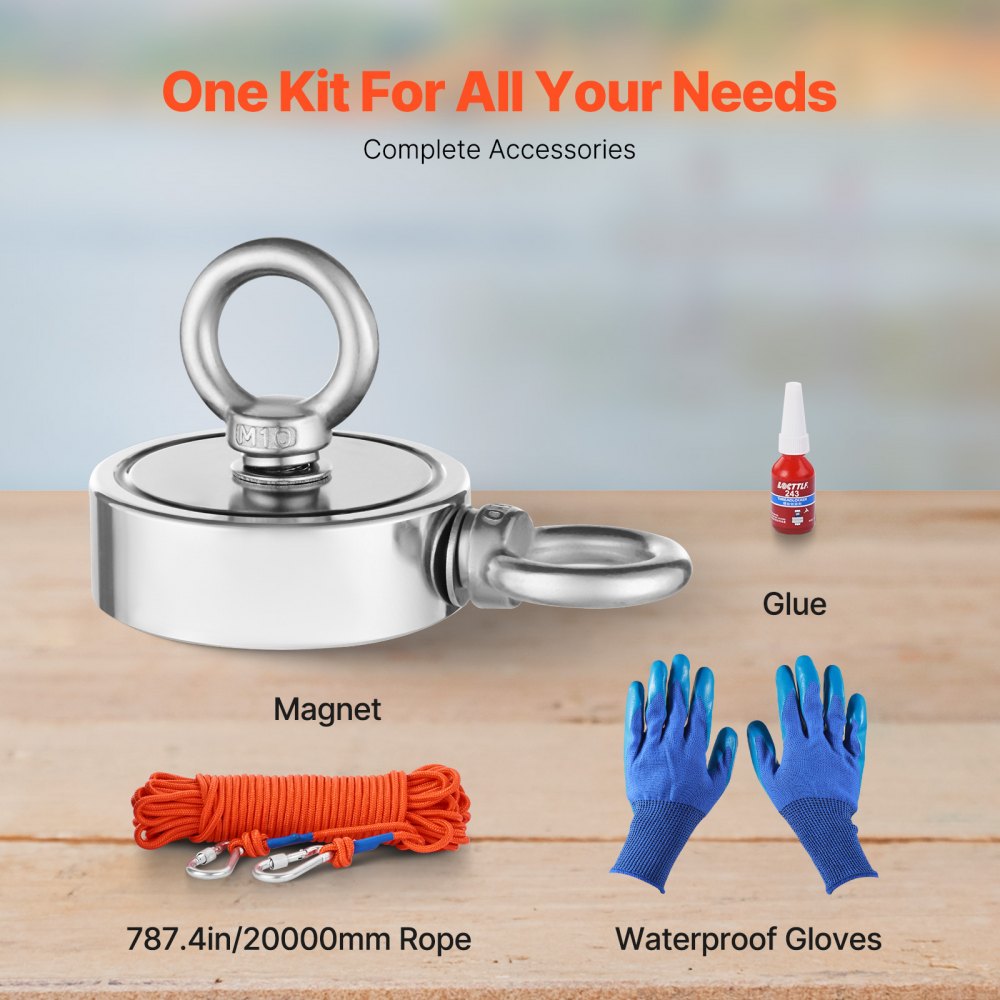 MG L75-2B - 1000 LBS Double-Sided Fishing Magnet Kit with Accessories