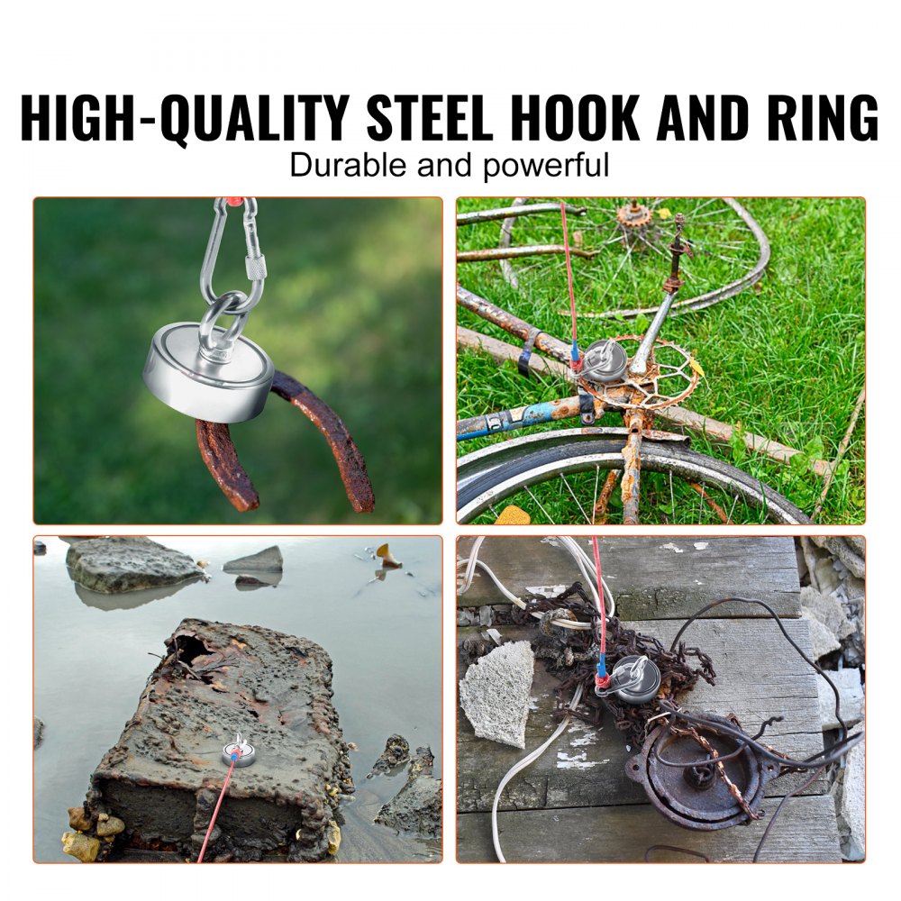 MGL75-2A - 1200lbs Double-Sided Magnet Fishing Kit with 65FT Rope