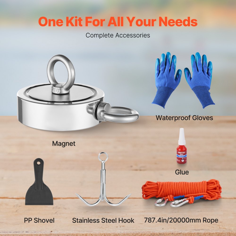 MG L-94DR-1700 LBS - 1700 LBS Neodymium Fishing Magnet Kit with Accessories