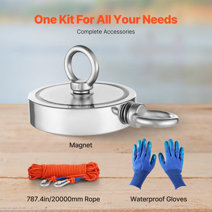 MG L-116D-2000 LBS - 2000 LBS Neodymium Fishing Magnet Kit with Accessories
