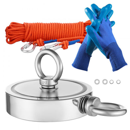 MG L-116D-2000 LBS - 2000 LBS Neodymium Fishing Magnet Kit with Accessories