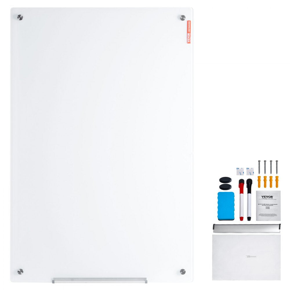 GB-3248-MW - Frameless 48" Magnetic Glass Whiteboard for Elegant Workspaces