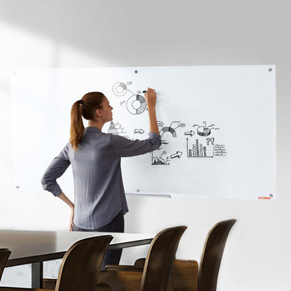 GB-3672-MW - 72" Frameless Magnetic Glass Whiteboard for Modern Spaces