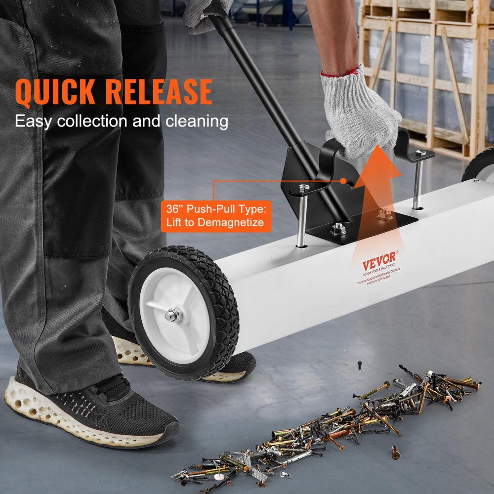 QJ8012-24+QJ8010 - 24-Inch VEVOR Magnetic Sweeper with Telescoping Handle and Wheels
