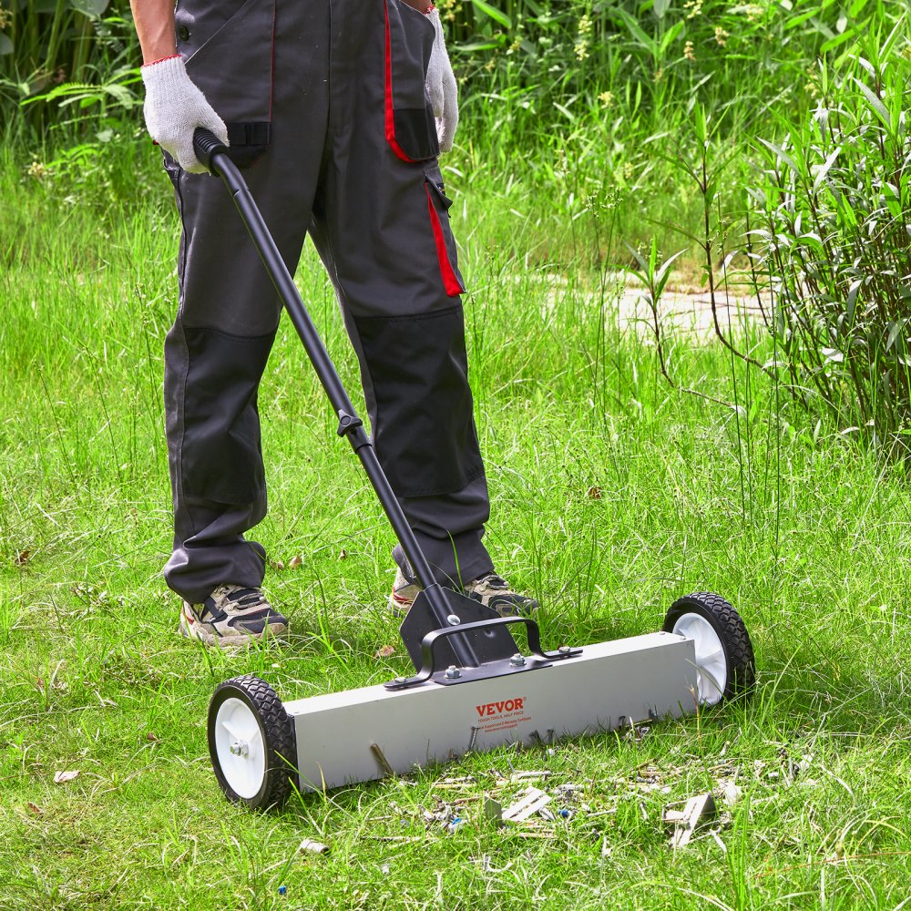 QJ8012-24+QJ8010 - 24-Inch VEVOR Magnetic Sweeper with Telescoping Handle and Wheels