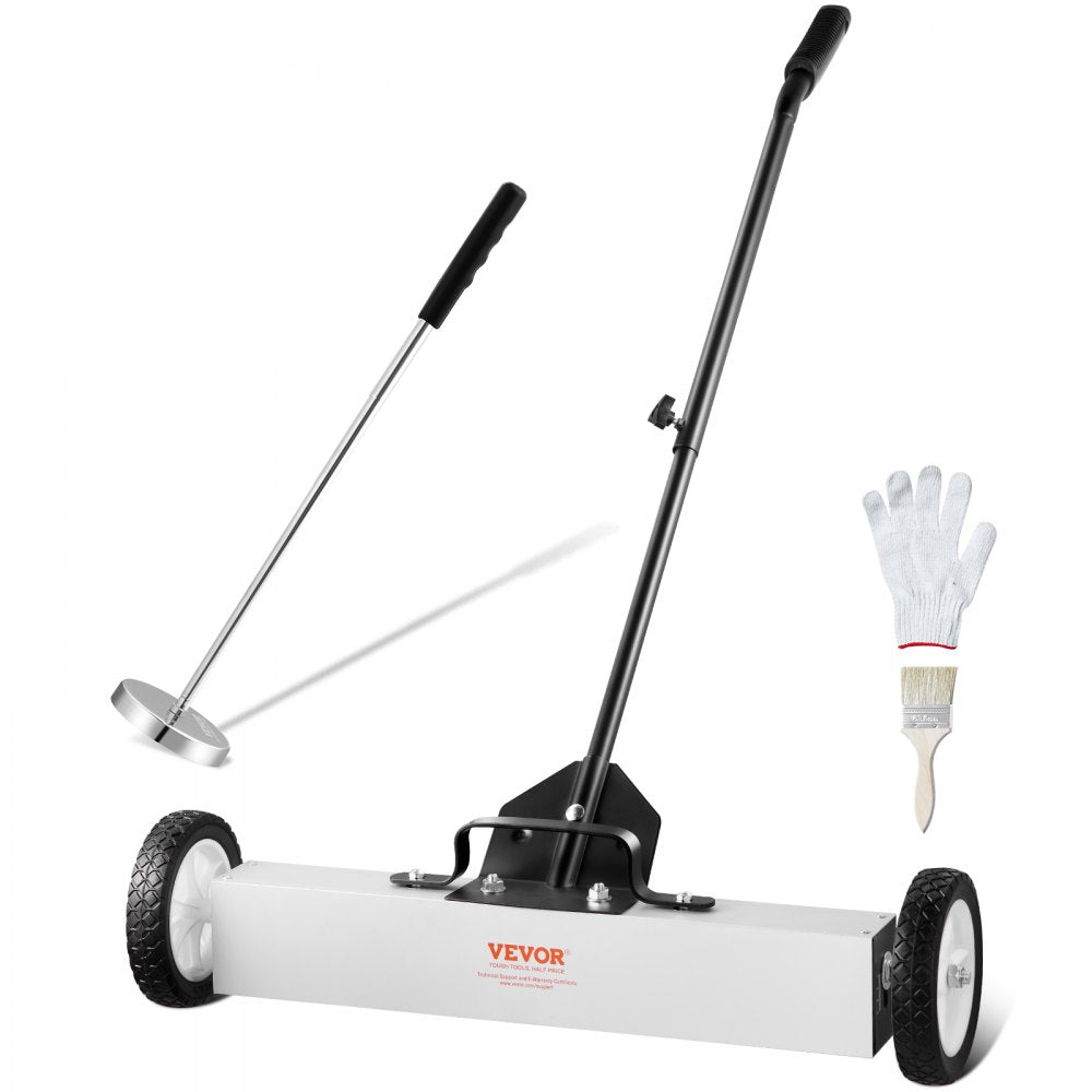 QJ8012-24+QJ8010 - 24-Inch VEVOR Magnetic Sweeper with Telescoping Handle and Wheels