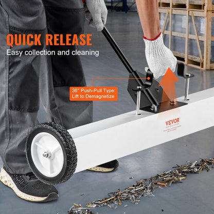 QJ8012-36 + QJ8010 - 36'' Magnetic Sweeper Set with Telescoping Pickup Tool