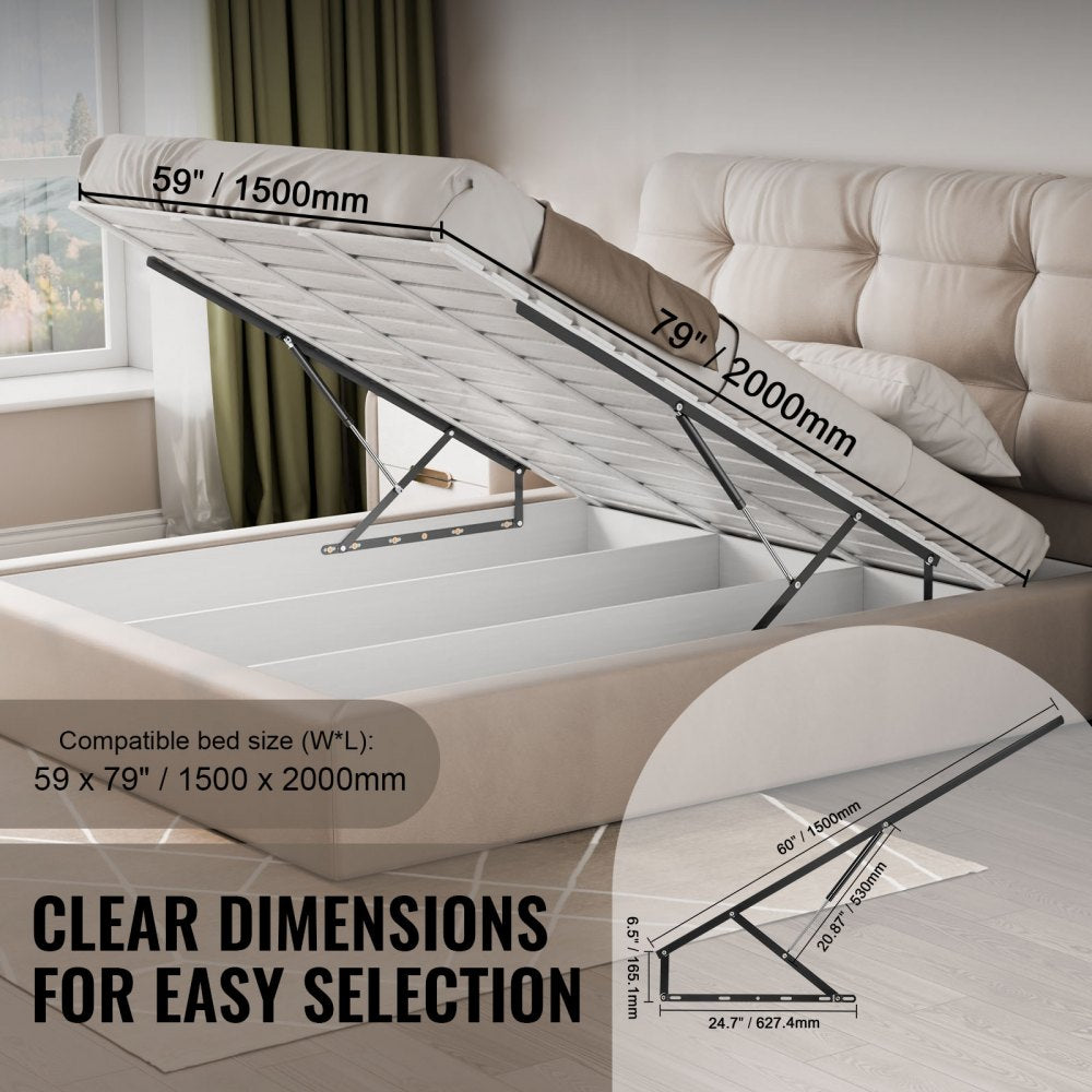 HW-3701-1500mm-90kg - 59x79" Wall Bed Lift Kit for Easy Storage