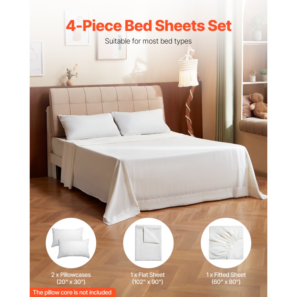 SYSH-PS01Q - Soft & Breathable 4-Piece Queen Bed Sheet Set