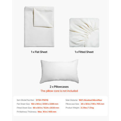 SYSH-PS01Q - Soft & Breathable 4-Piece Queen Bed Sheet Set