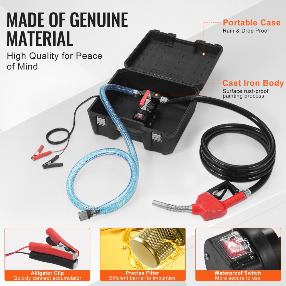 DCFD40A - 12V Fuel Transfer Pump, 10 GPM, Includes 13ft Hose