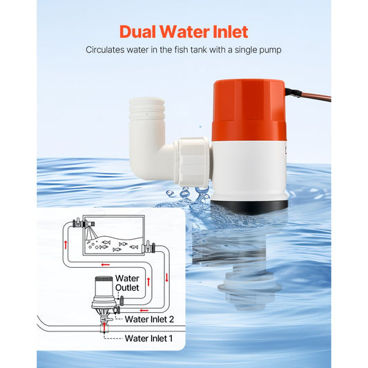 NMBP06-G500-12pro - Durable Livewell Pump 500 GPH for Boats