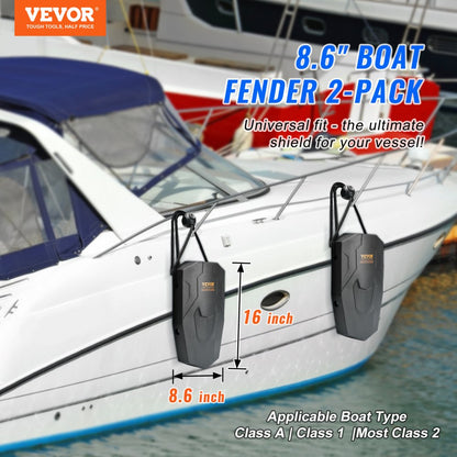 80E20A - Durable 8.6" x 16" Boat Fenders Set with Pump & Ropes