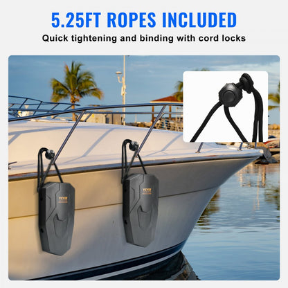 80E20A - Durable 8.6" x 16" Boat Fenders Set with Pump & Ropes