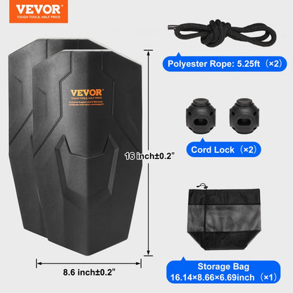 80E20A - Durable 8.6" x 16" Boat Fenders Set with Pump & Ropes