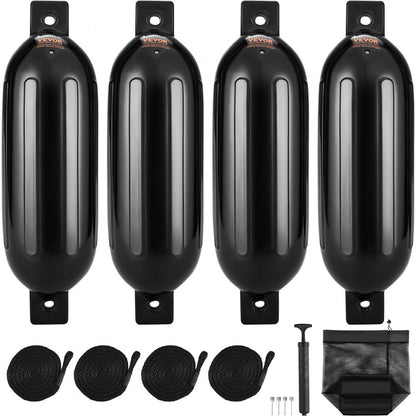 80E01C - Complete 4-Piece Inflatable Boat Fender Set with Hand Pump