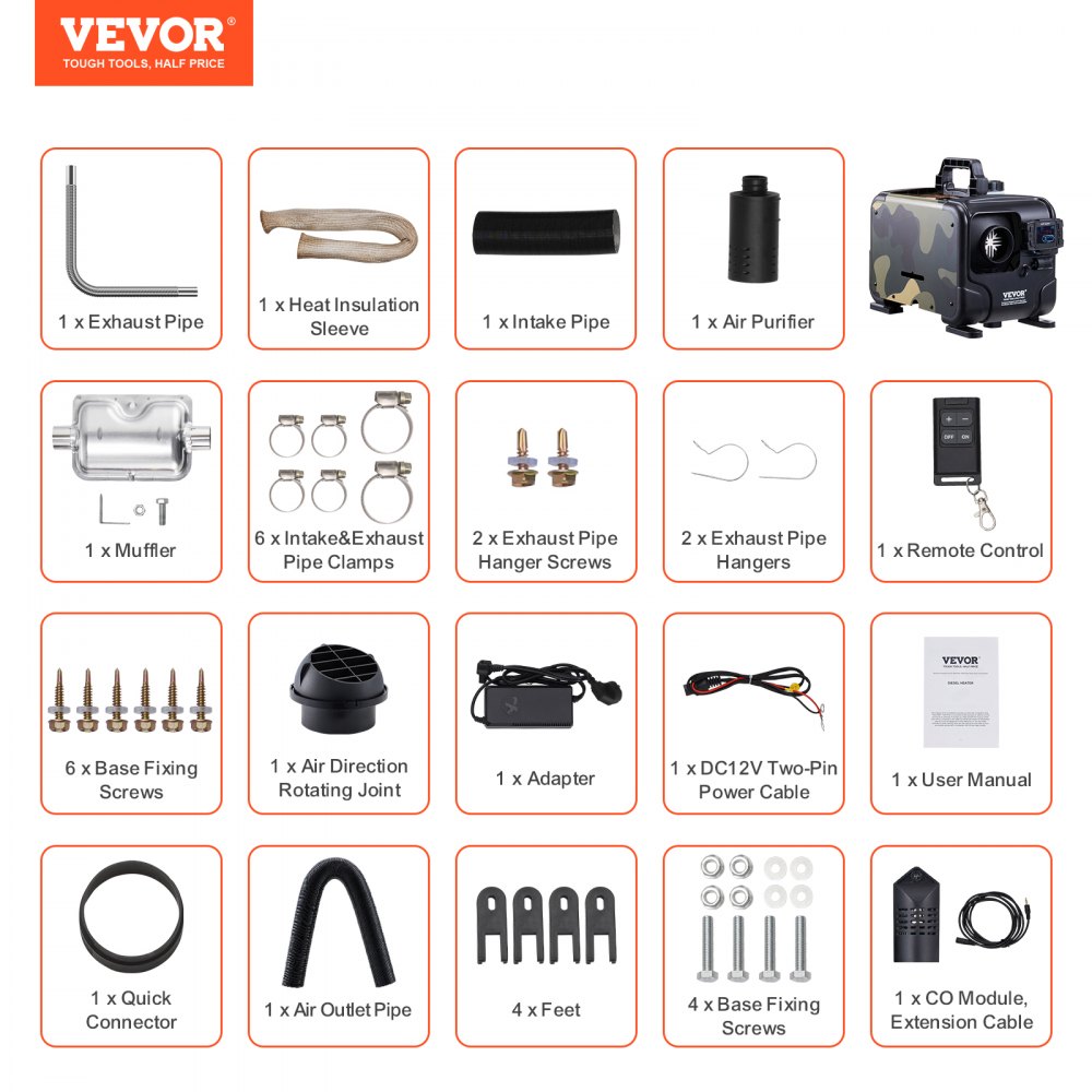 CY5004 - 8KW Diesel Air Heater with Bluetooth & CO Alarm System