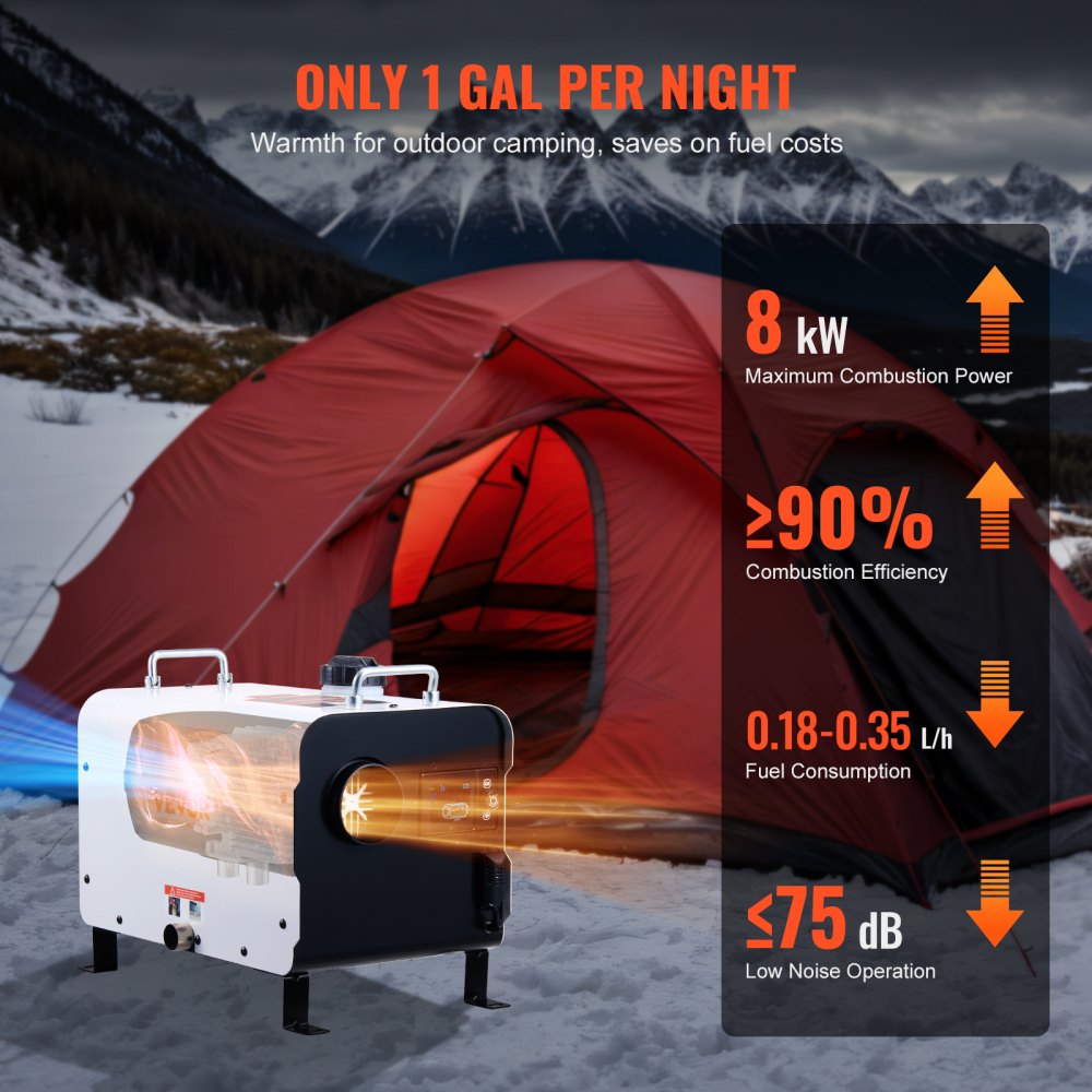 ZM8006 - 8KW Diesel Heater with Bluetooth Control & CO Alarm System