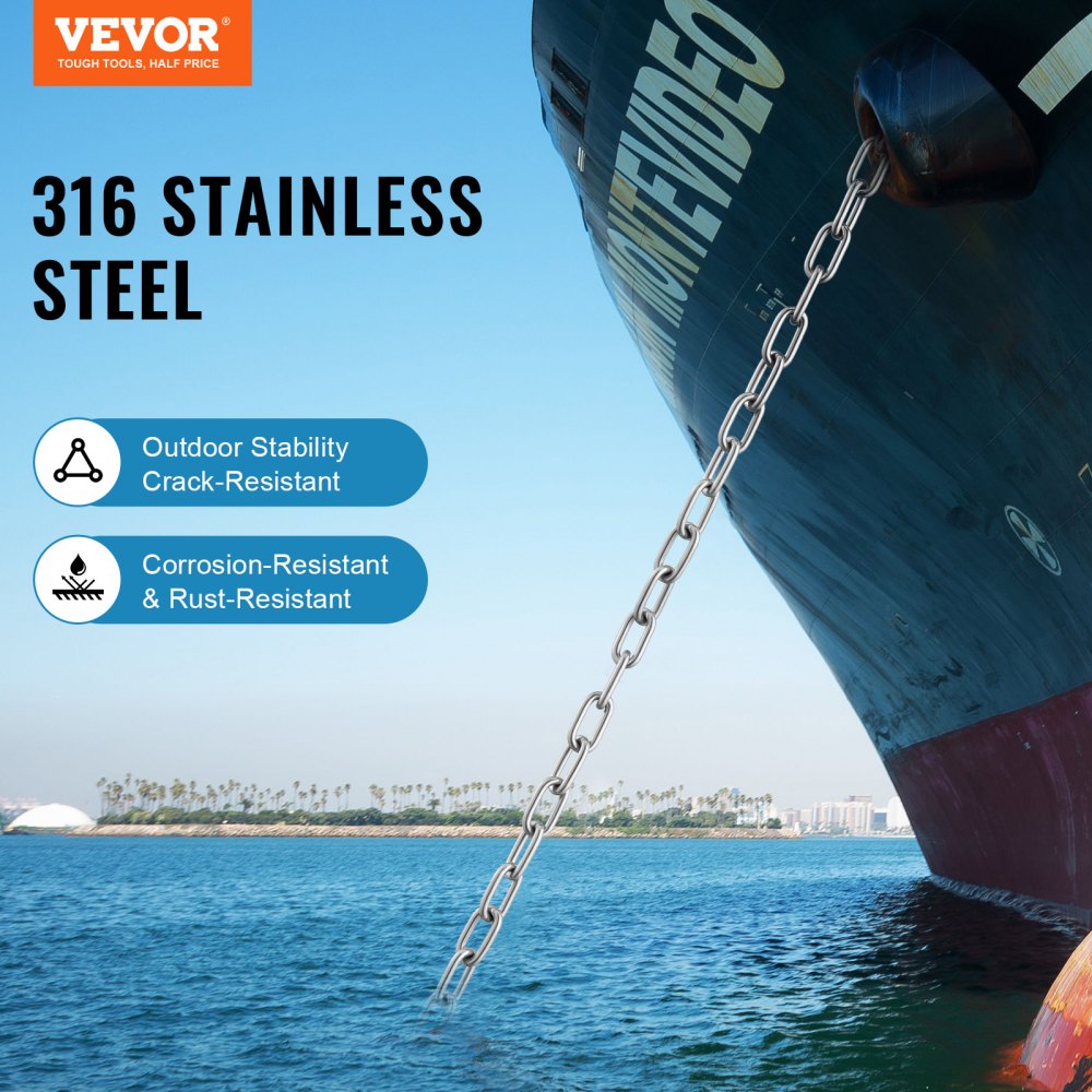 SH006-TZ-1/4" x 4' Heavy-Duty VEVOR Boat Anchor Chain