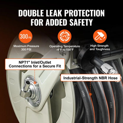 1224BT-100-5 - Heavy-Duty 1" x 33' Retractable Diesel Hose Reel