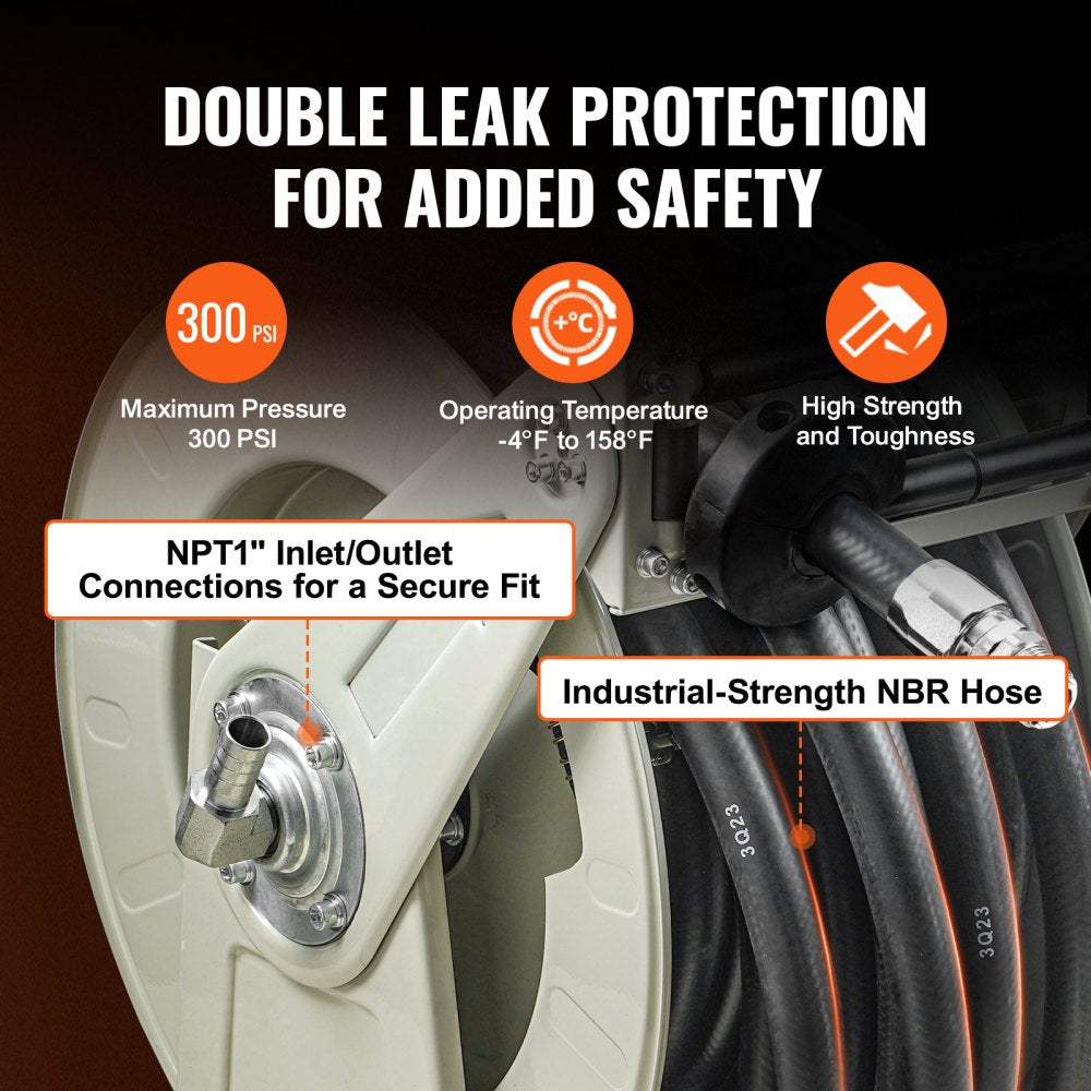 1224BT-100-4 - 3/4" x 66' Durable Fuel Hose Reel for Diesel & Kerosene