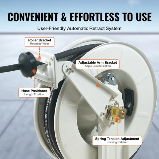 1224BT-100-1 VEVOR 1/2" x 50' Heavy-Duty Fuel Hose Reel