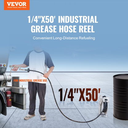 1224BT-100 - Heavy-Duty Grease Hose Reel, 1/4" x 50' for Extreme Conditions