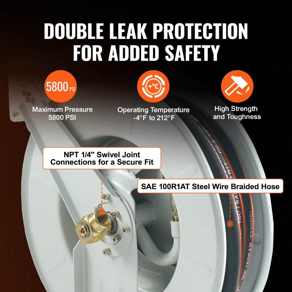 1224BT-100 - Heavy-Duty Grease Hose Reel, 1/4" x 50' for Extreme Conditions