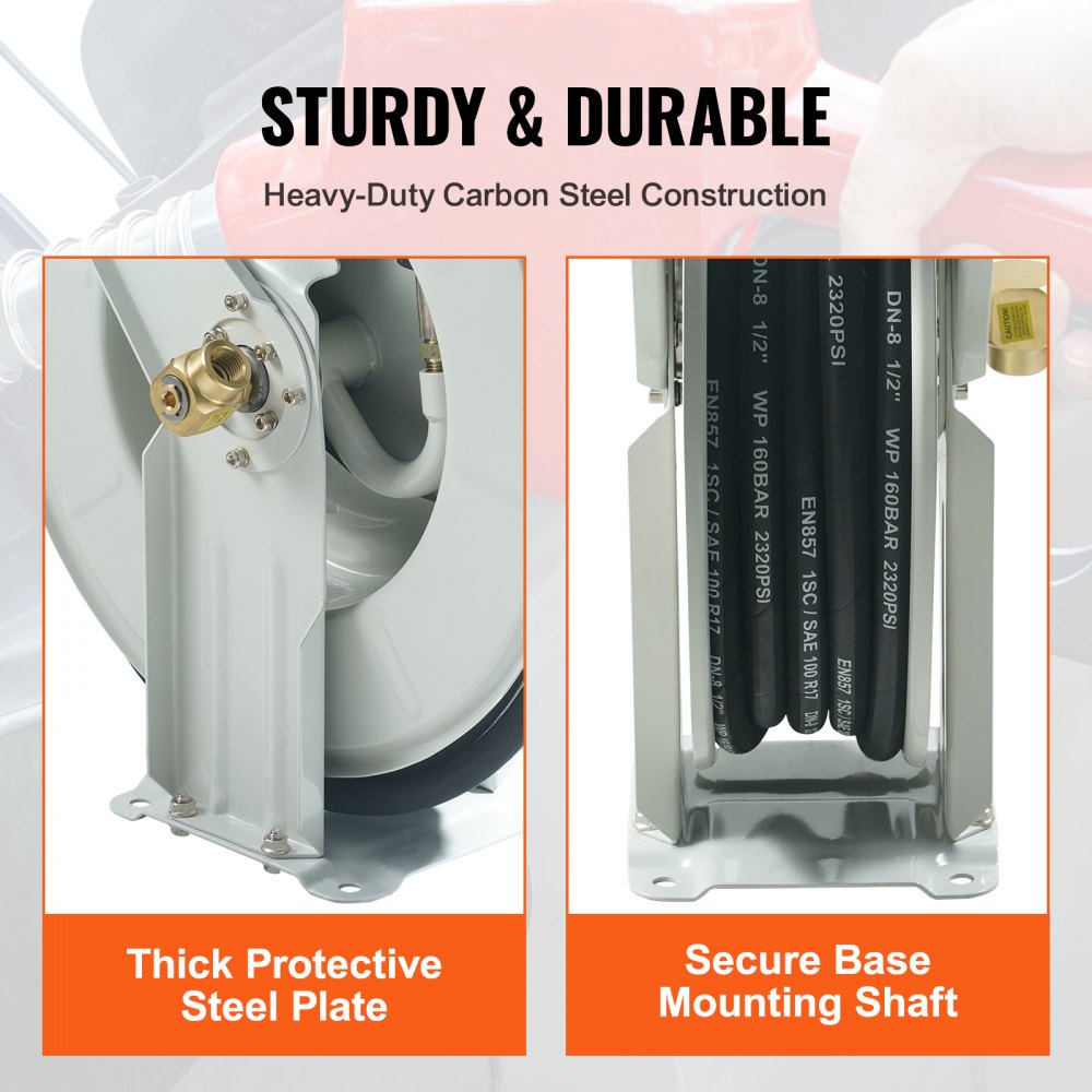 1224BT-100 - Heavy-Duty Grease Hose Reel, 1/4" x 50' for Extreme Conditions