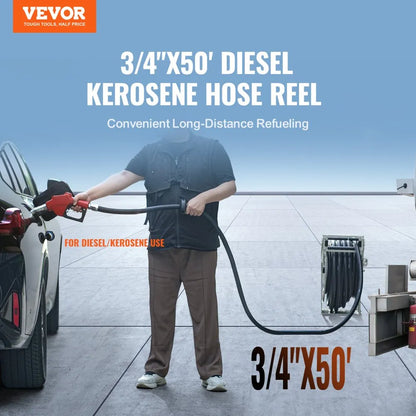 1224BT-100-2 - VEVOR 3/4" x 50' Durable Fuel Hose Reel with Automatic Nozzle