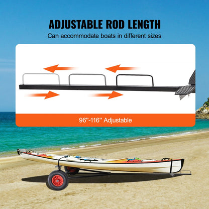 CY420 - Adjustable 96-116" Boat Trailer Dolly with 16" Tires