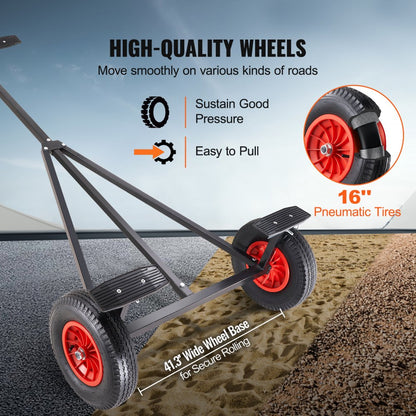 CY420 - Adjustable 96-116" Boat Trailer Dolly with 16" Tires