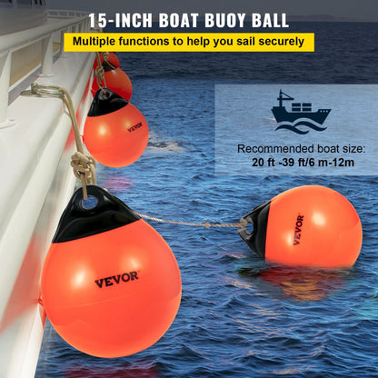 15-inch Buoy Ball - Durable PVC Mooring Buoy for 20-39 ft Boats